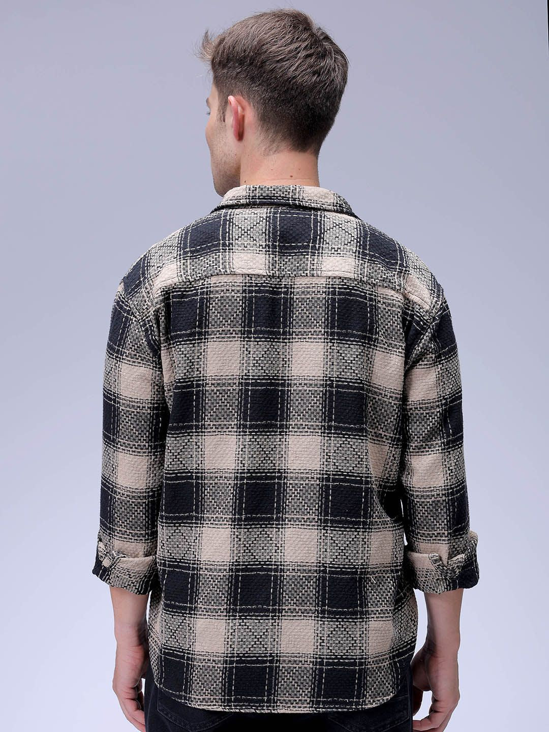 The Indian Garage Co Men Relaxed Fit Spread Collar Checked Cotton Casual Shirt