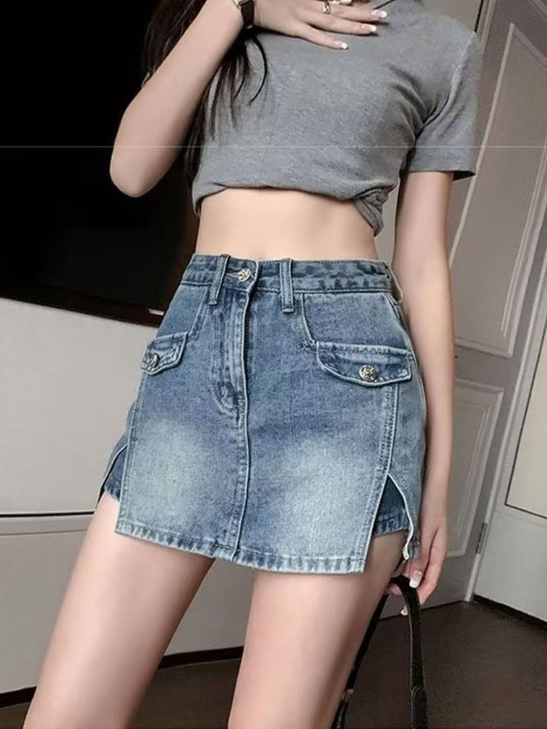 DressBerry Denim A-Line Mini Skort
