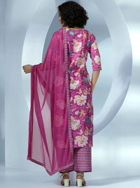 Libas Women Floral Printed Regular Pure Cotton Kurta with Palazzos & With Dupatta