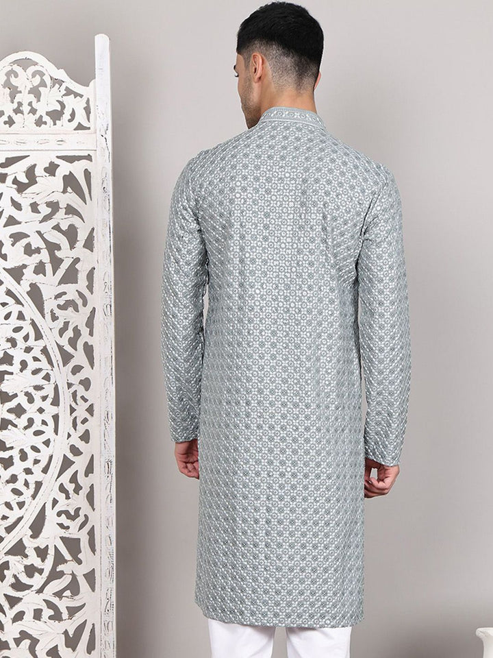 Jompers Men Geometric Embroidered Sequinned Kurta