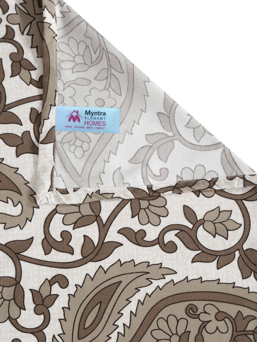 Myntra Elegant Homes Beige Paisley Polycotton Breathable 300 TC Single Cadar Halus dengan Sarung Bantal-89 x 59 inci