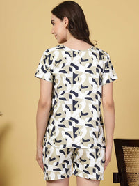 Klotthe Women Printed T-Shirt & Shorts Pants Night Suit