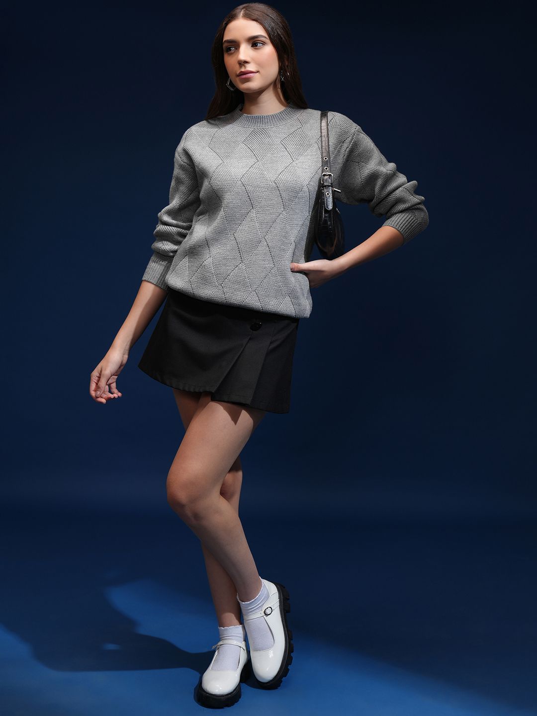 Tokyo Talkies Women Cable Knit Pullover Sweaters
