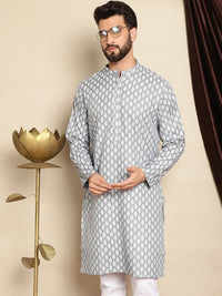 Anouk Ethnic Motifs Printed Cotton Linen Straight Kurta