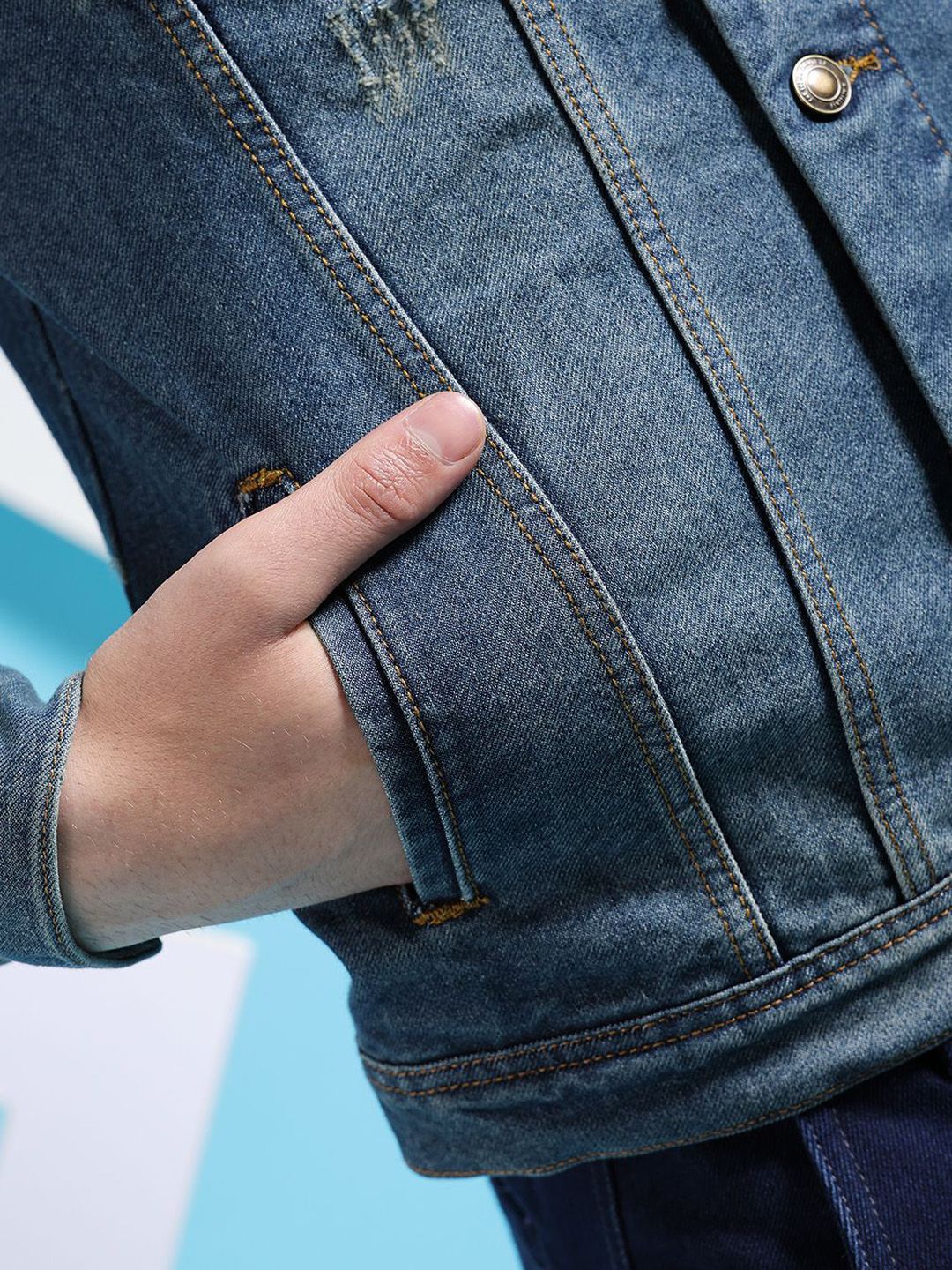 The Indian Garage Co Men Slim Fit Denim Trucker Jacket