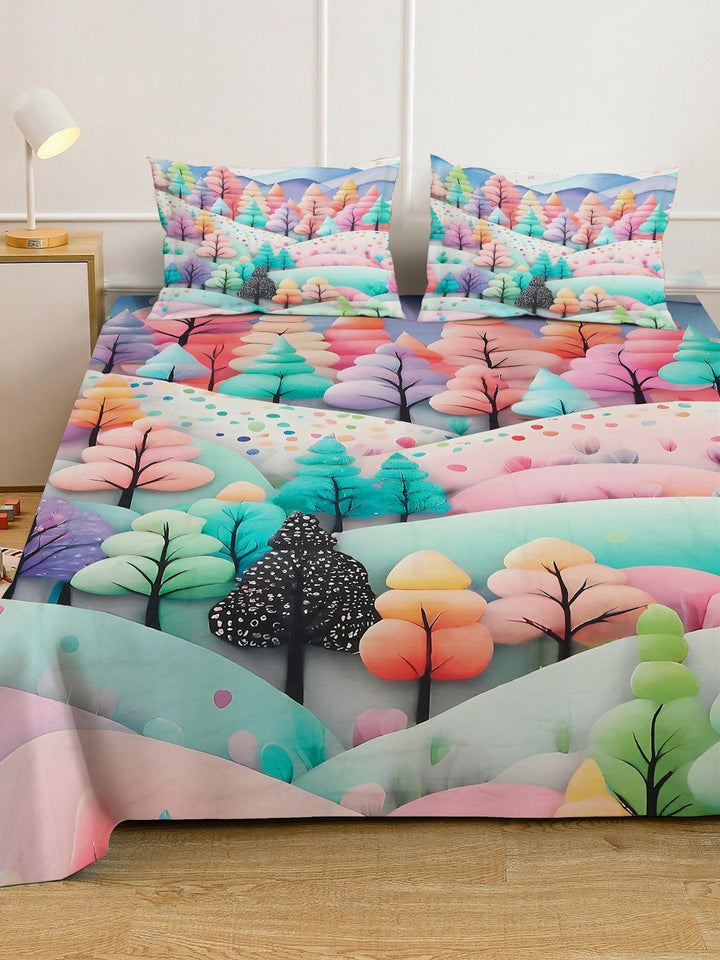 Myntra Elegant Homes Printed Flat 400 TC King 7D Cadar Dengan 2 Sarung Bantal