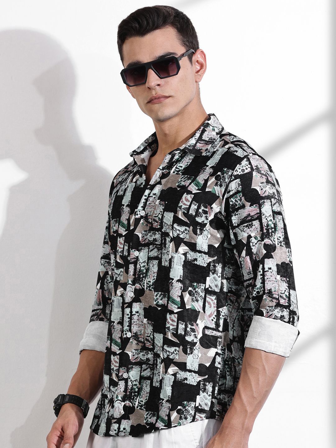 Thomas Scott Men Classic Slim Fit Opaque Printed Casual Shirt