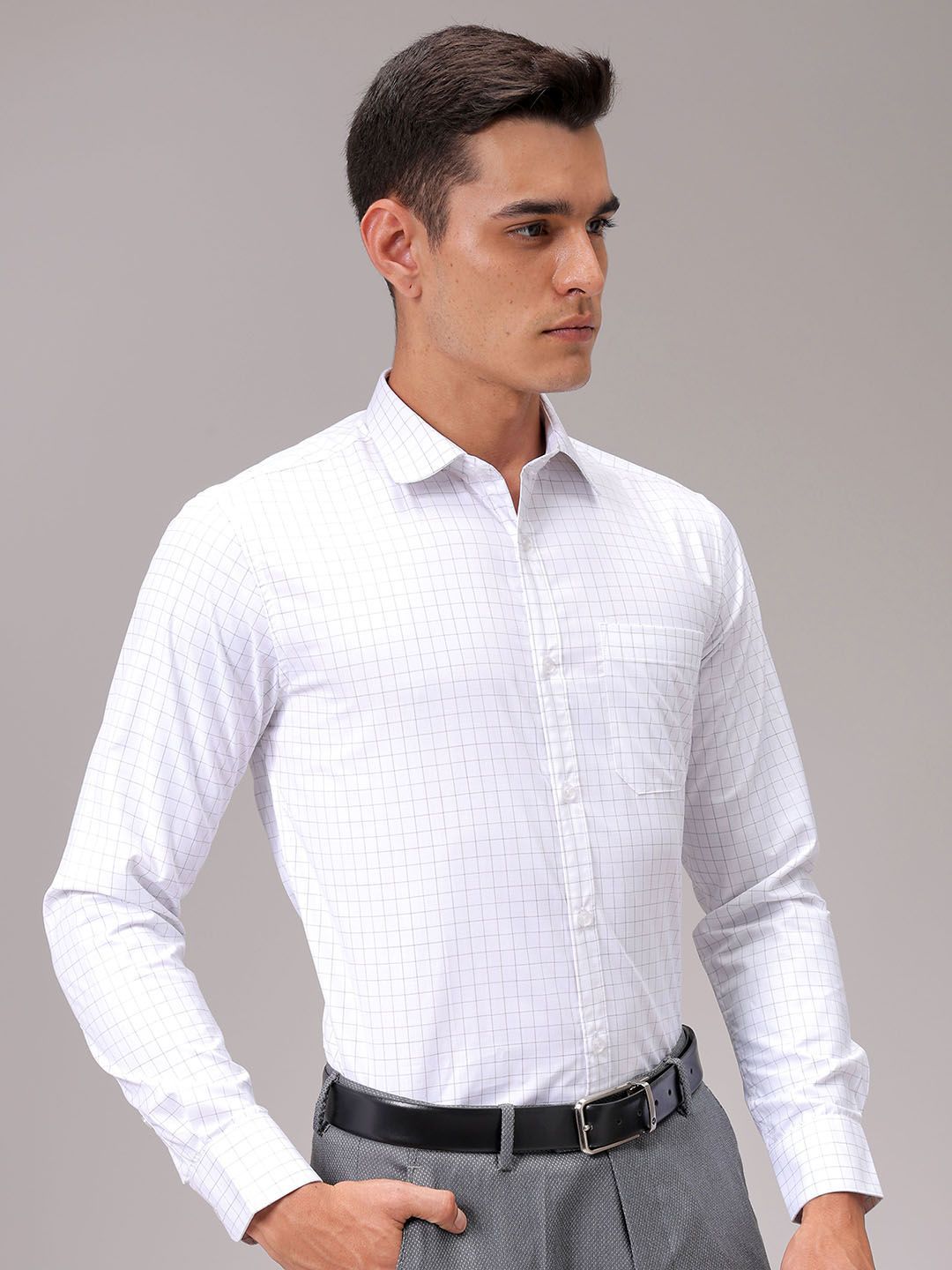 The Indian Garage Co. X Luxe Men Spread Collar Checked Slim Fit Formal Shirt
