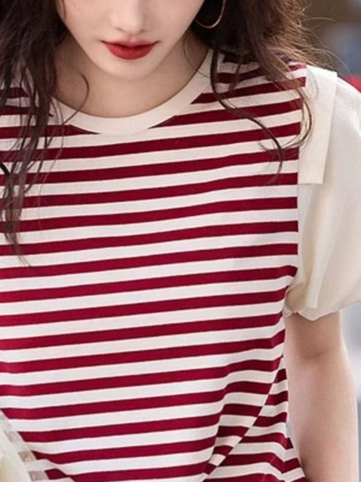 DressBerry Striped Round Neck Cotton Regular Fit T-shirt
