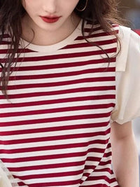 DressBerry Striped Round Neck Cotton Regular Fit T-shirt