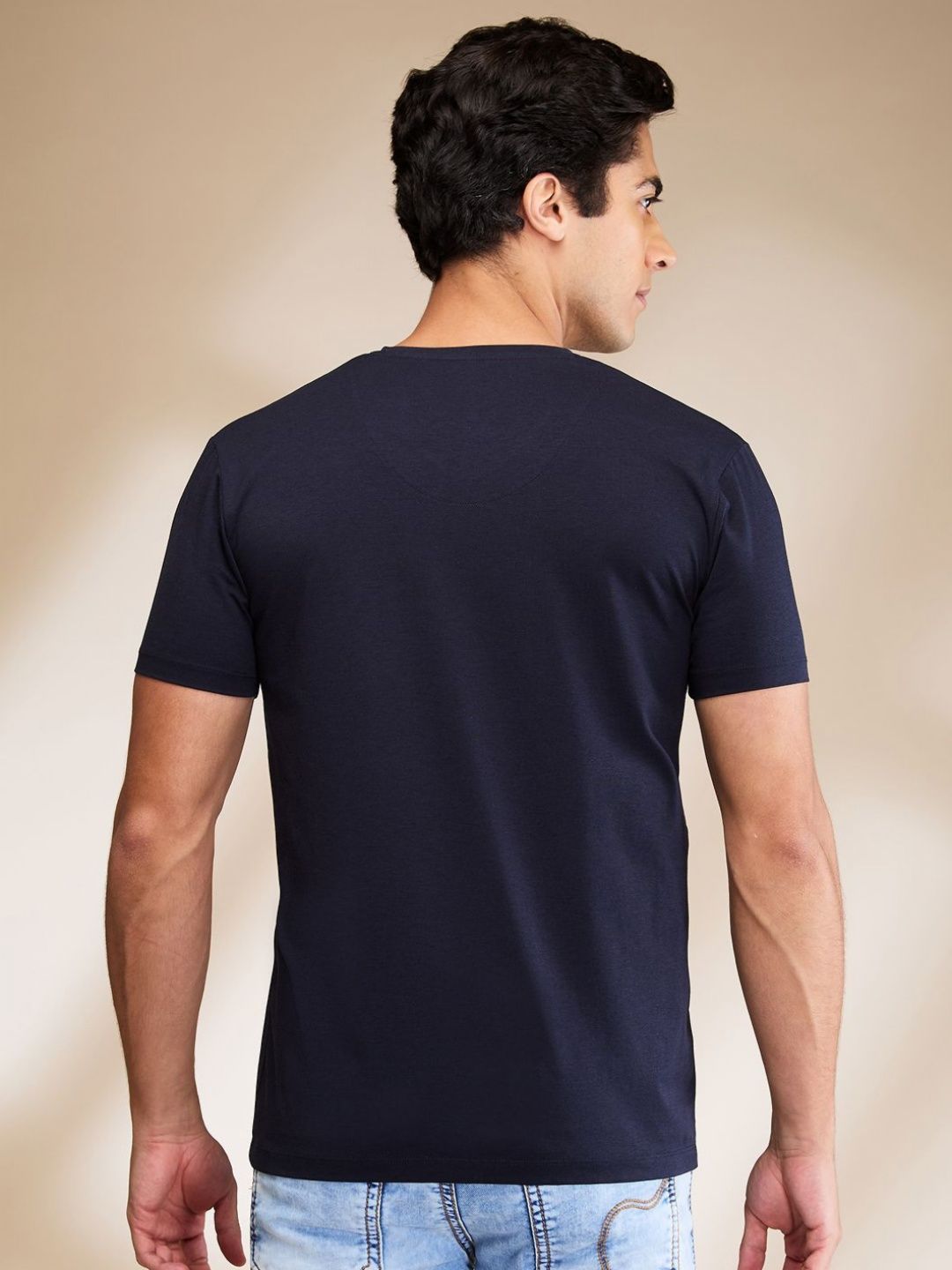 Being Human Men Solid V-Neck Cotton Slim Fit T-shirt