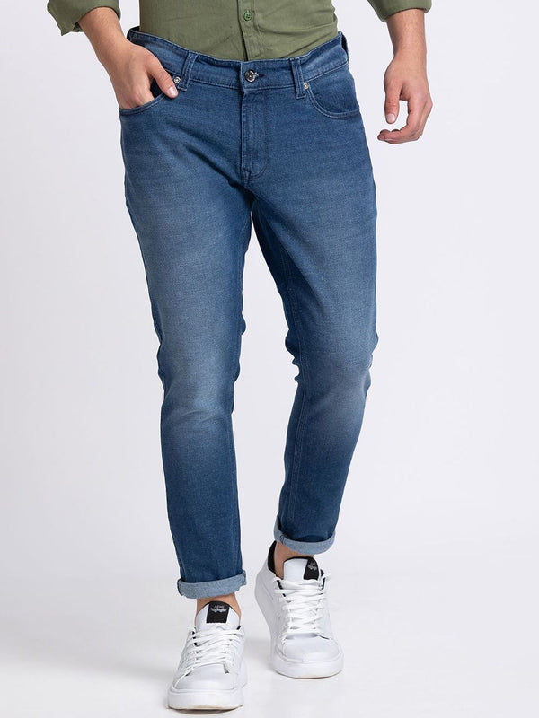 Spykar Men Slim Fit Mid Rise Regangan Seluar jeans