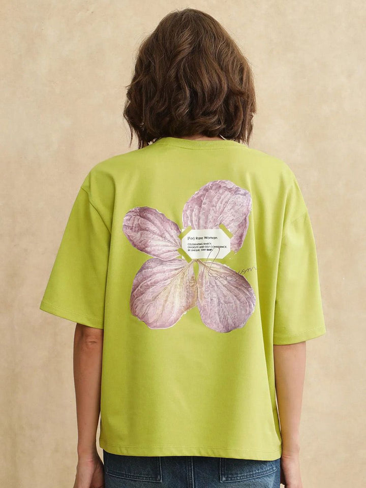 RAREISM Women Printed Raw Edge T-shirt