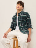 THE BEAR HOUSE Men Button-Down Collar Checked Cotton Slim Fit Casual Shirt
