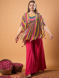 Tunik V-Neck Kapas Tulen Bercetak Mamicha Dengan Palazzo Co-Ords