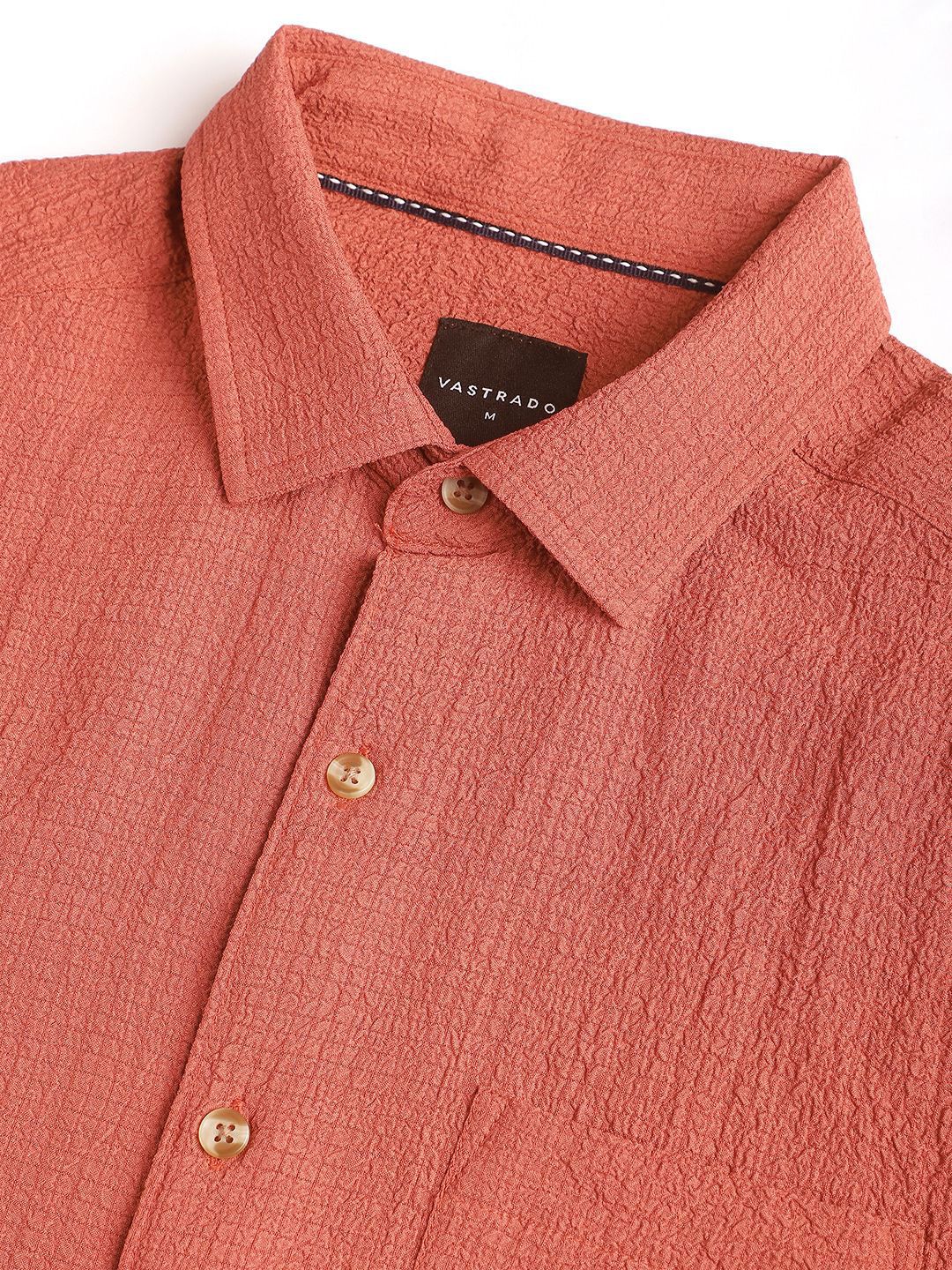 VASTRADO Men Classic Spread Collar Textured Casual Shirt