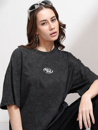 Street By Tokyo Talkies Women Typography Printed Oversized T-Shirt