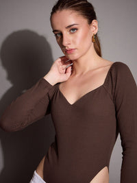 SASSAFRAS BASICS Ribbed Sweetheart Neck Bodysuit