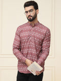 SOJANYA Ethnic Motifs Printed Band Collar Cuffed Sleeves Pure Cotton Kurta