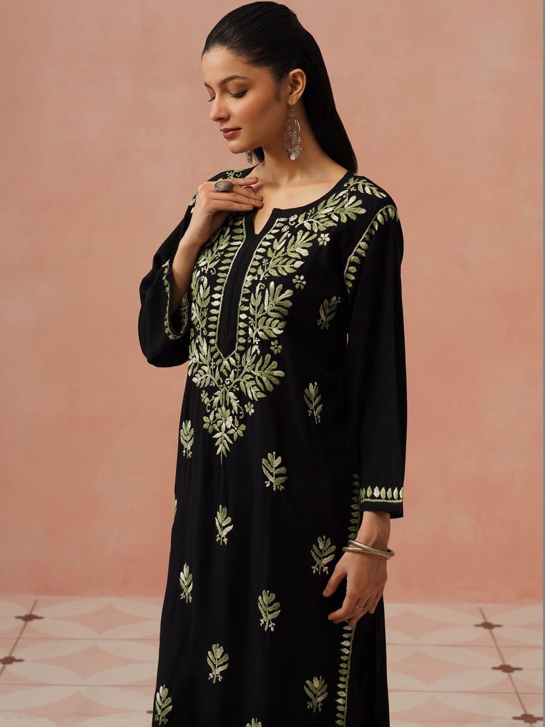 House of Chikankari Women Ethnic Motifs Embroidered Thread Work Kurta