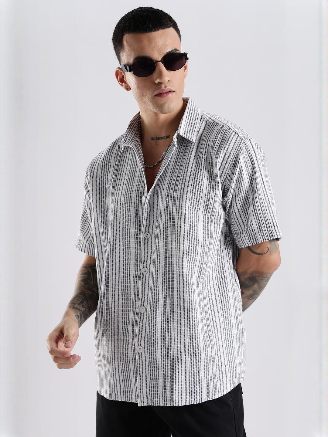ADRO Comfort Striped Cotton Oversized Casual Shirt