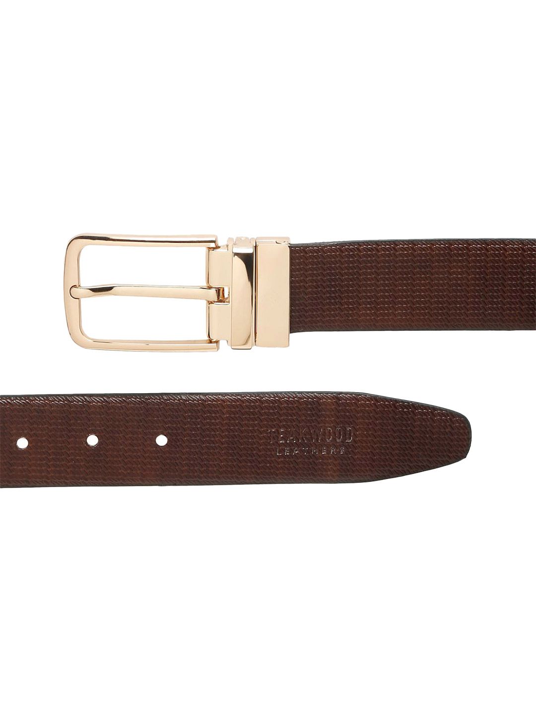 Teakwood Leathers Men Textured Leather Reversible Formal Belt