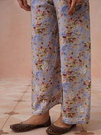 House of Chikankari Women Printed Regular Chikankari Kurta with Trousers