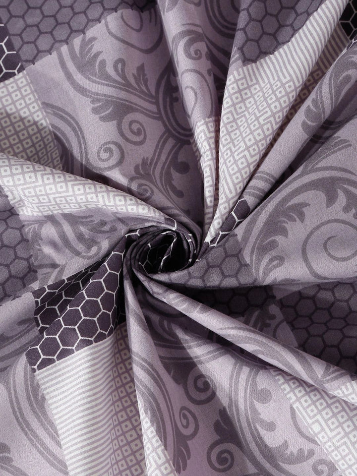 Myntra Elegant Homes Purple & White Geometric 400 TC Single Bedsheet with 1 Pillow Covers