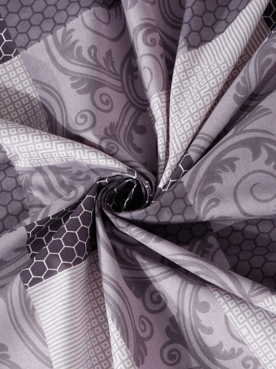 Myntra Elegant Homes Purple & White Geometric 400 TC Single Bedsheet with 1 Pillow Covers