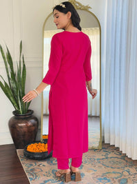 KALINI Zari V-Neck Straight Kurta With Trousers And Dupatta