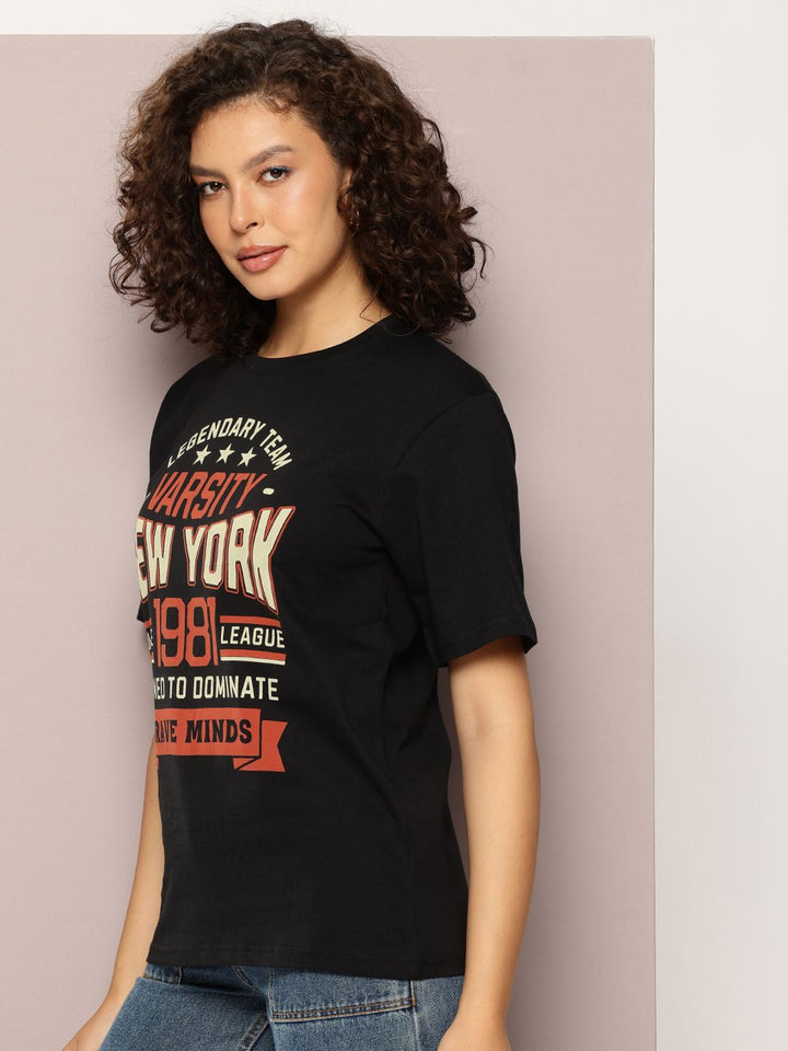 Typography Dillinger dicetak kapas tulen T-shirt santai