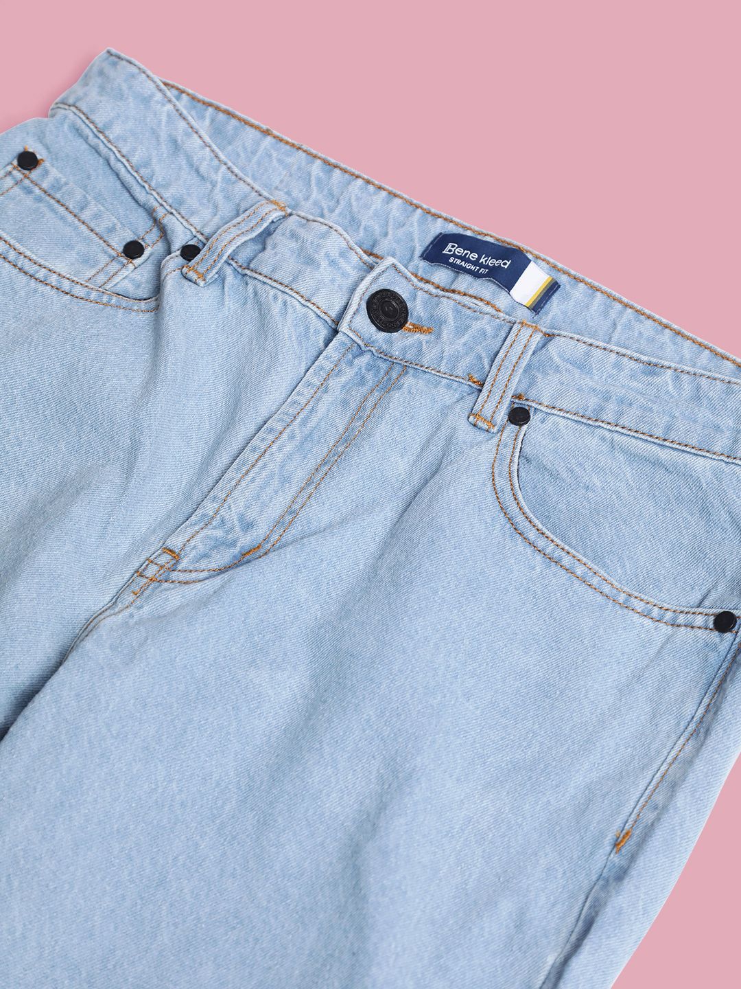 Bene Kleed Men Straight Fit Low Distress Heavy Fade Jeans
