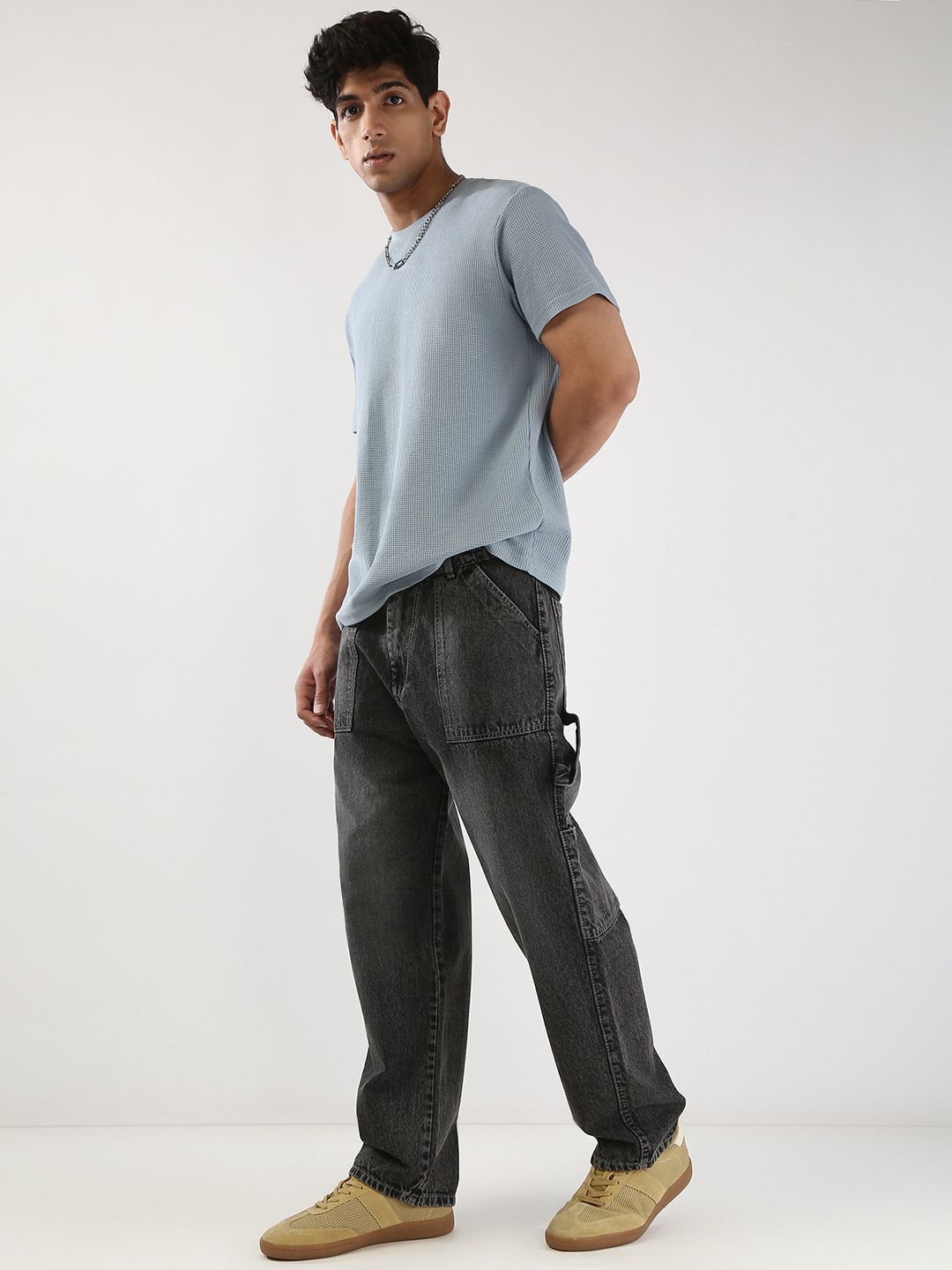 Urbano Fashion Men Loose Baggy Fit Carpenter Cargo Jeans With 6 Pockets Non-Stretchable