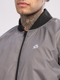 ADRO Men Stand Collar Solid Casual Bomber Jacket