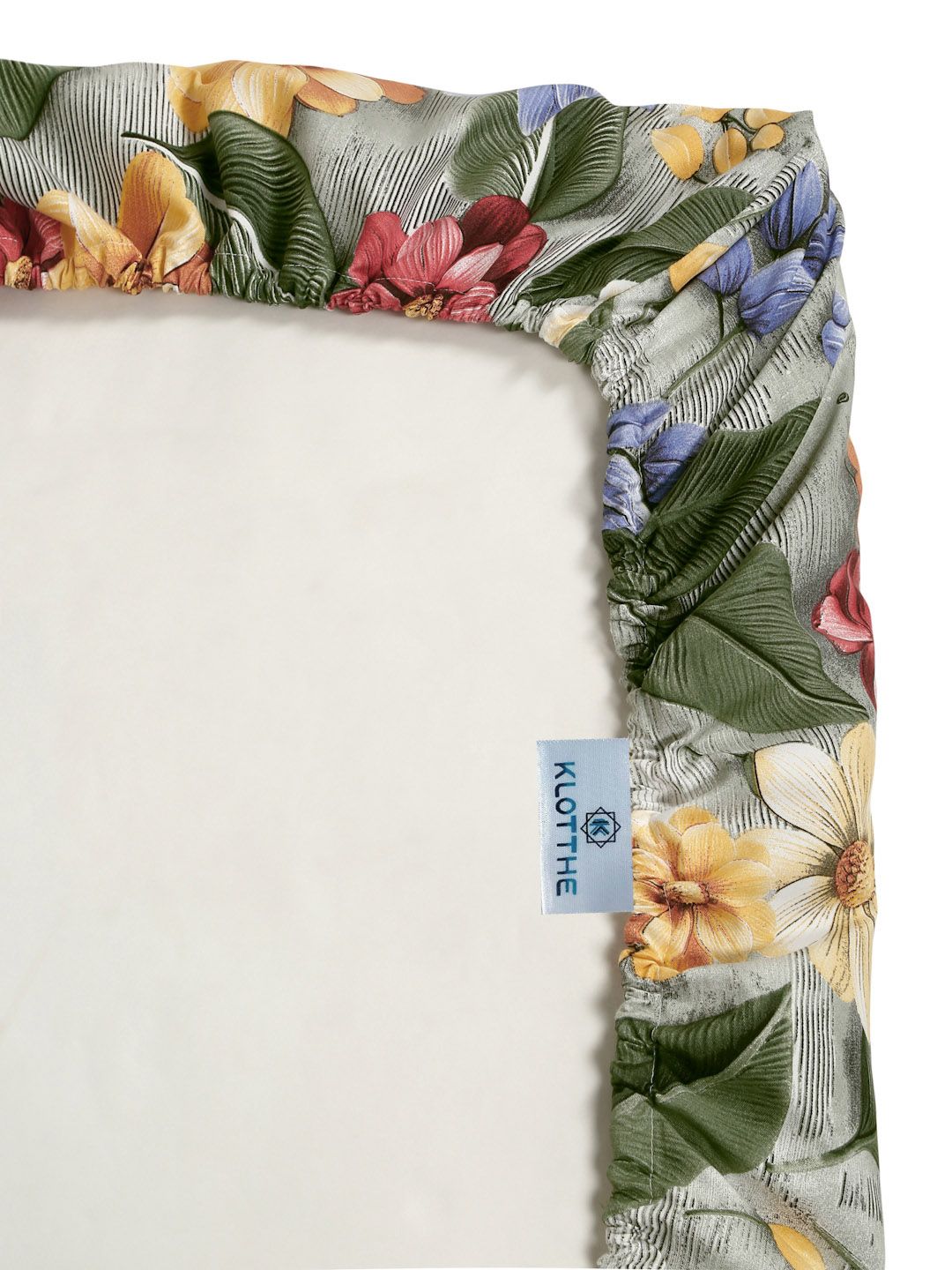 KLOTTHE Biru & Hijau Bercetak Bunga Dilengkapi Cadar 7D Single 300 TC Dengan Sarung Bantal