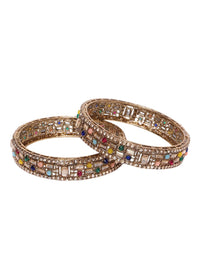 PANASH Set of 2 Gold-Plated Kundan Studded Bangles