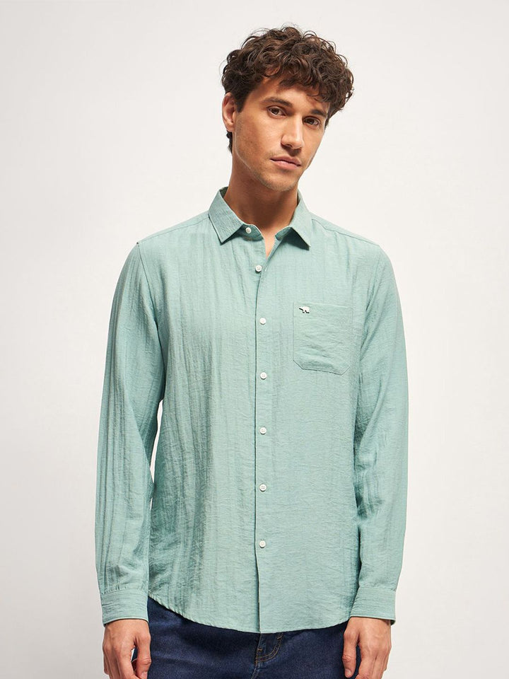 THE BEAR HOUSE Men Slim Fit Solid Casual Shirt