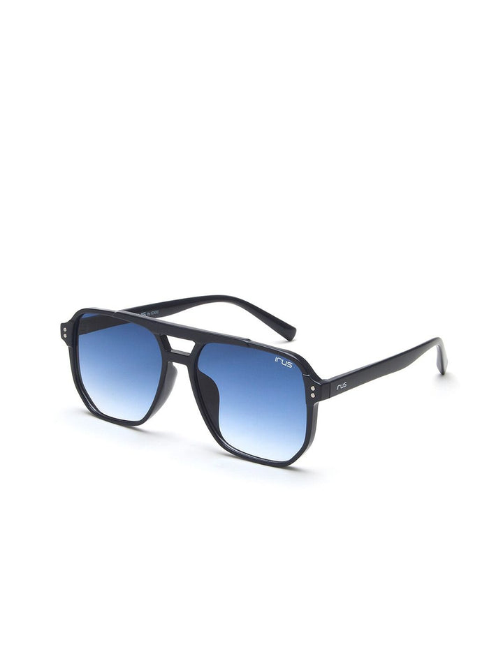 IRUS by IDEE Unisex Blue Lens & Black Square Sunglass with UV Protected Lens-IRS1107C3SG