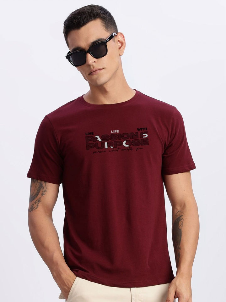 ADRO Men Typography Printed Round Neck Cotton T-shirt