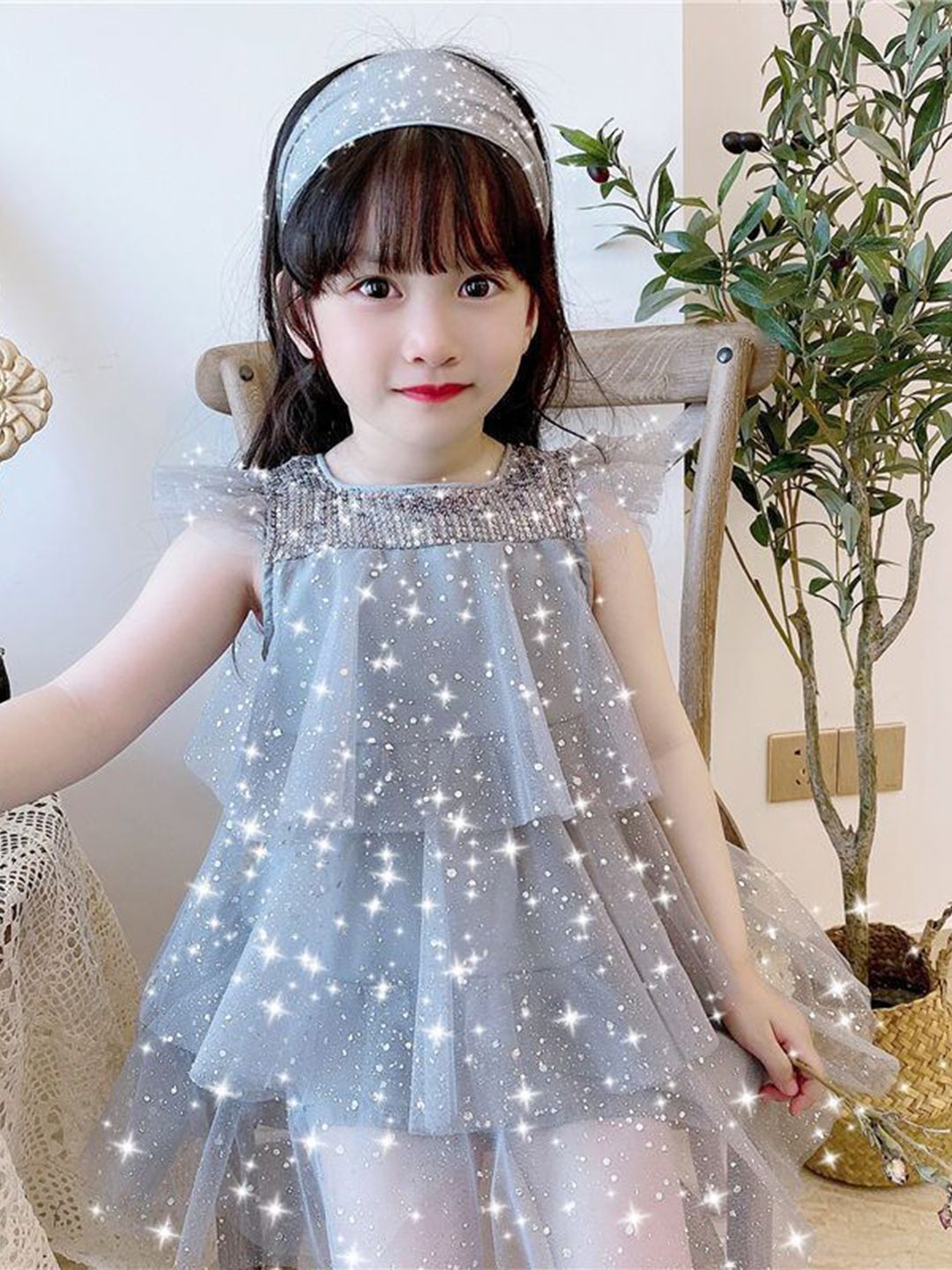 YK Girls Embellished  Fit & Flare Dress