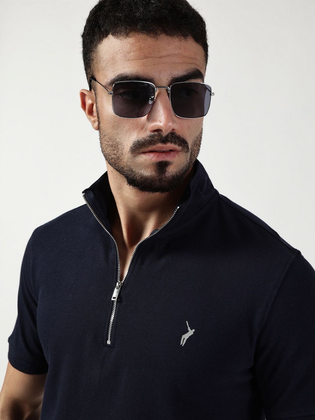 Thomas Scott Men High Neck Solid Casual Cotton T-shirt