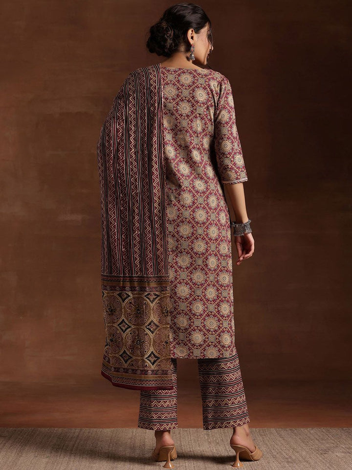 Libas Printed Regular Gotta Patti Pure Cotton Straight Kurta with Trousers & Dupatta