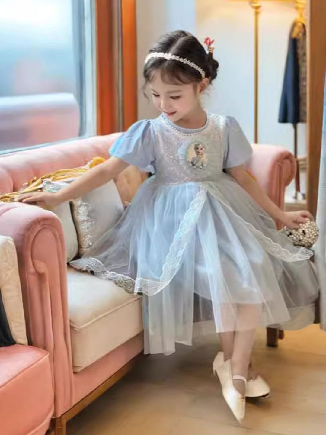 YK Girls Printed Fit & Flare Dress