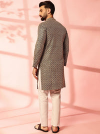 Anouk Geometric Embroidered Sequinned Cotton Straight Kurta