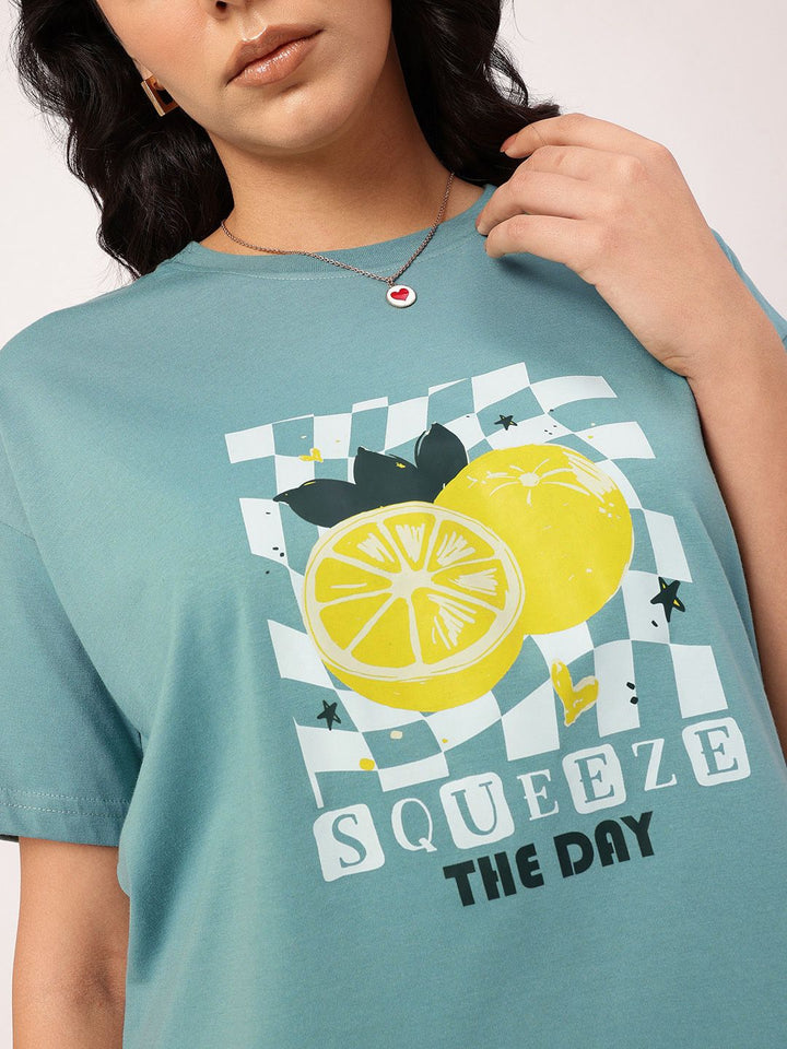 DressBerry Embracing-Serenity Slang Printed Drop-Shoulder Relaxed Tee