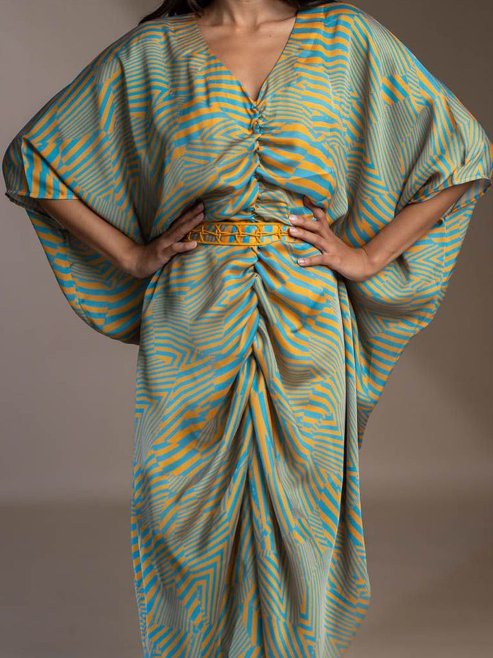 Baju Kaftan Satin Lengan Batwing Wanita Mamicha
