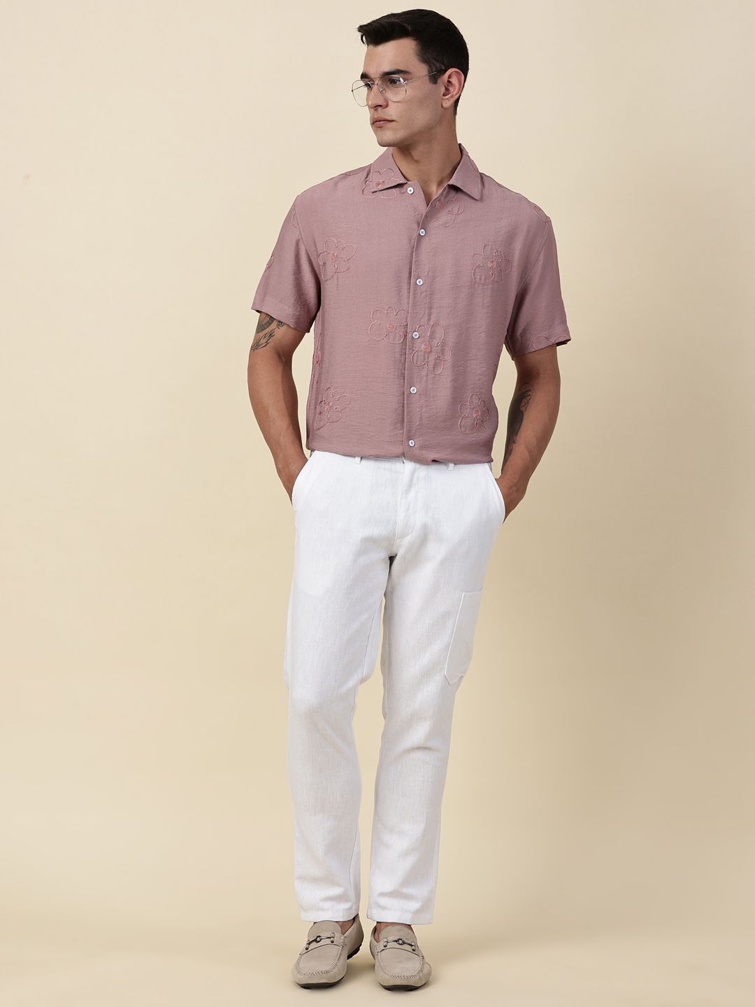 Thomas Scott Men Embroidered Regular Fit Casual Shirt