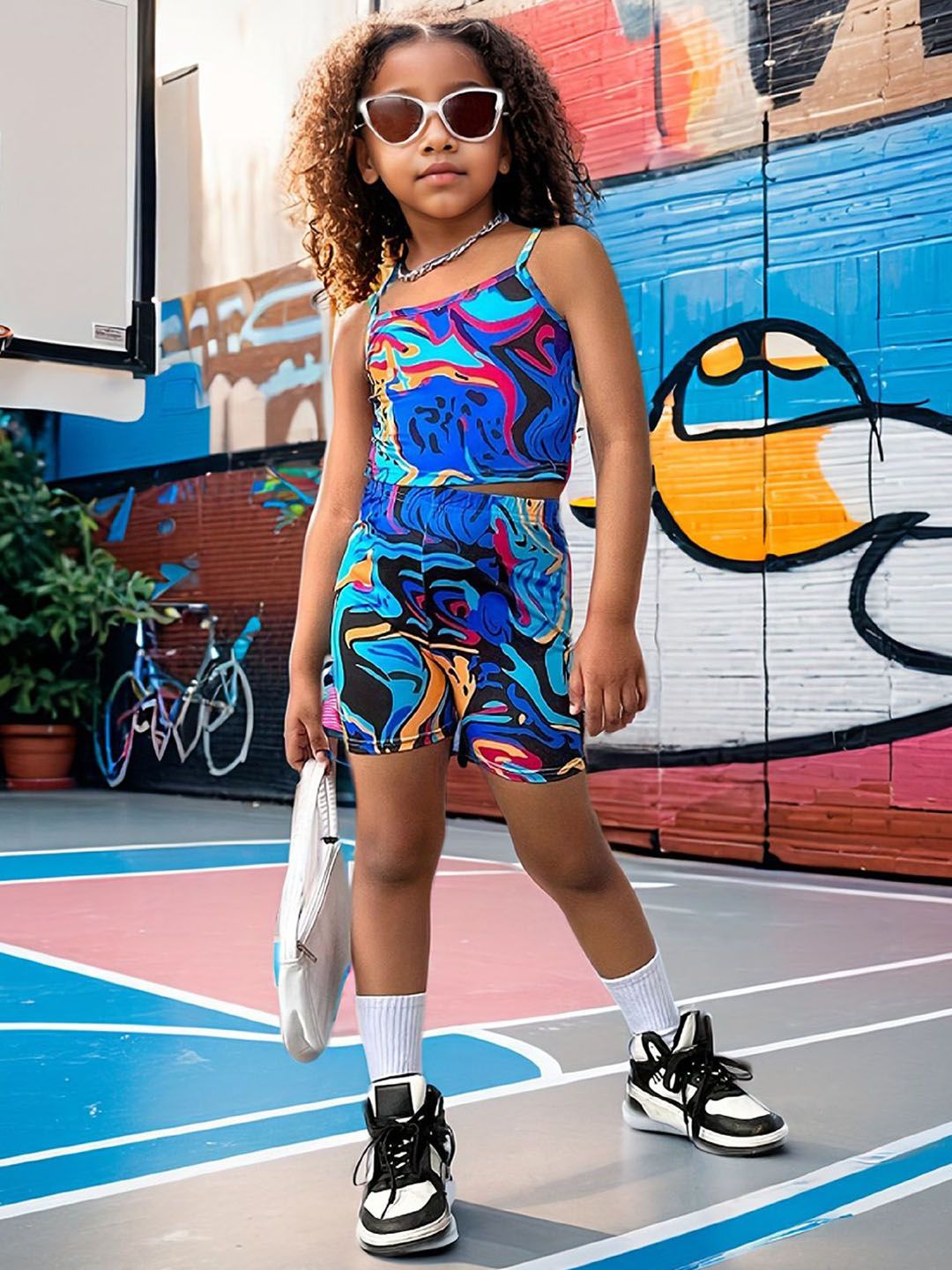 YK Girls Printed Top with Shorts