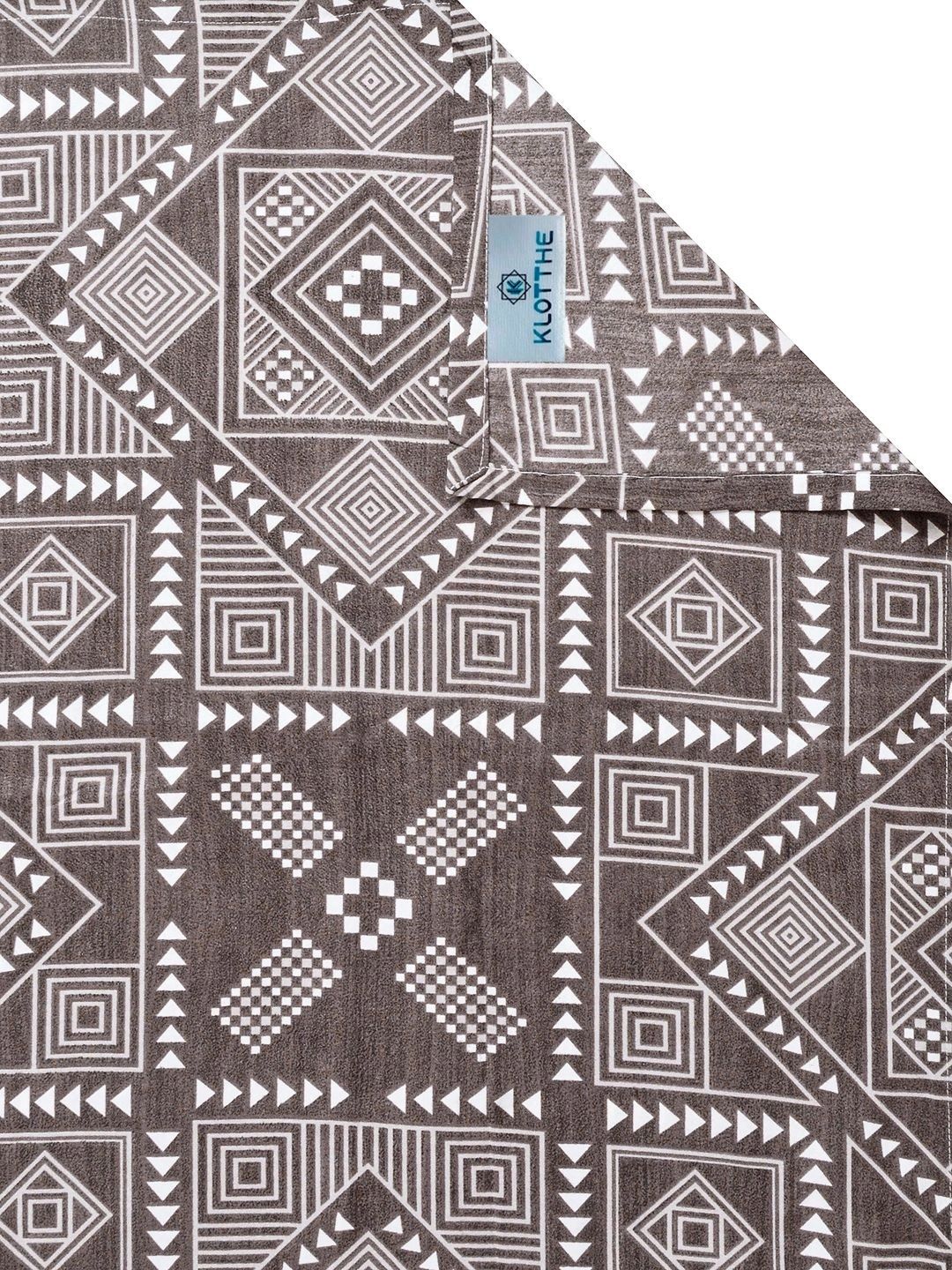 KLOTTHE Brown & White Geometric 300 TC Single Bedsheet with 1 Pillow Covers