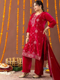 Kurta Bersulam Bunga Mamicha & Salwar Dengan Dupatta